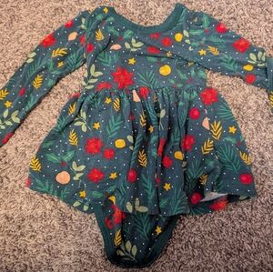 Little Sleepies Green Baby Outfit with Floral Accents